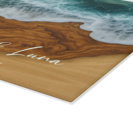 Personalized Glass Anniversary Cutting Board – Custom Wedding Gift for Couples, Bridal Shower Charcuterie Board, Name Kitchen Decor