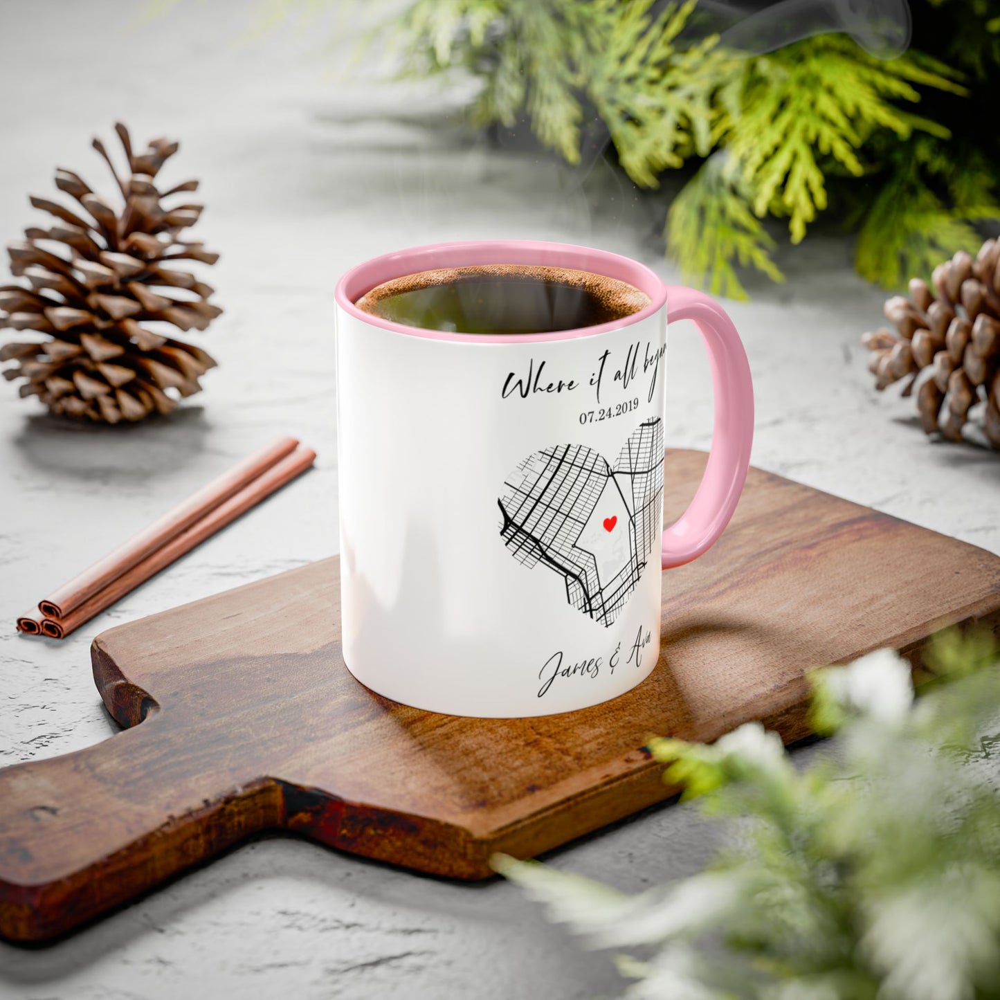 Custom Where We Met Map Anniversary Mugs β Personalized Couple Gift, First Date Location, Unique Map Art for Him & Her
