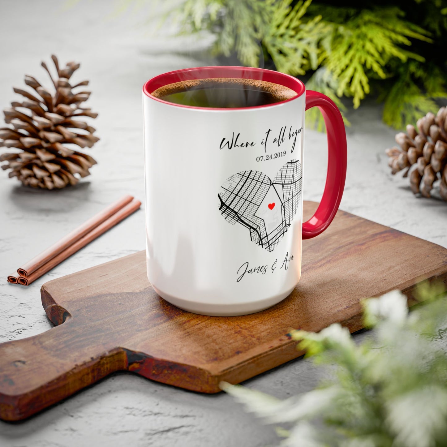 Custom Where We Met Map Anniversary Mugs β Personalized Couple Gift, First Date Location, Unique Map Art for Him & Her