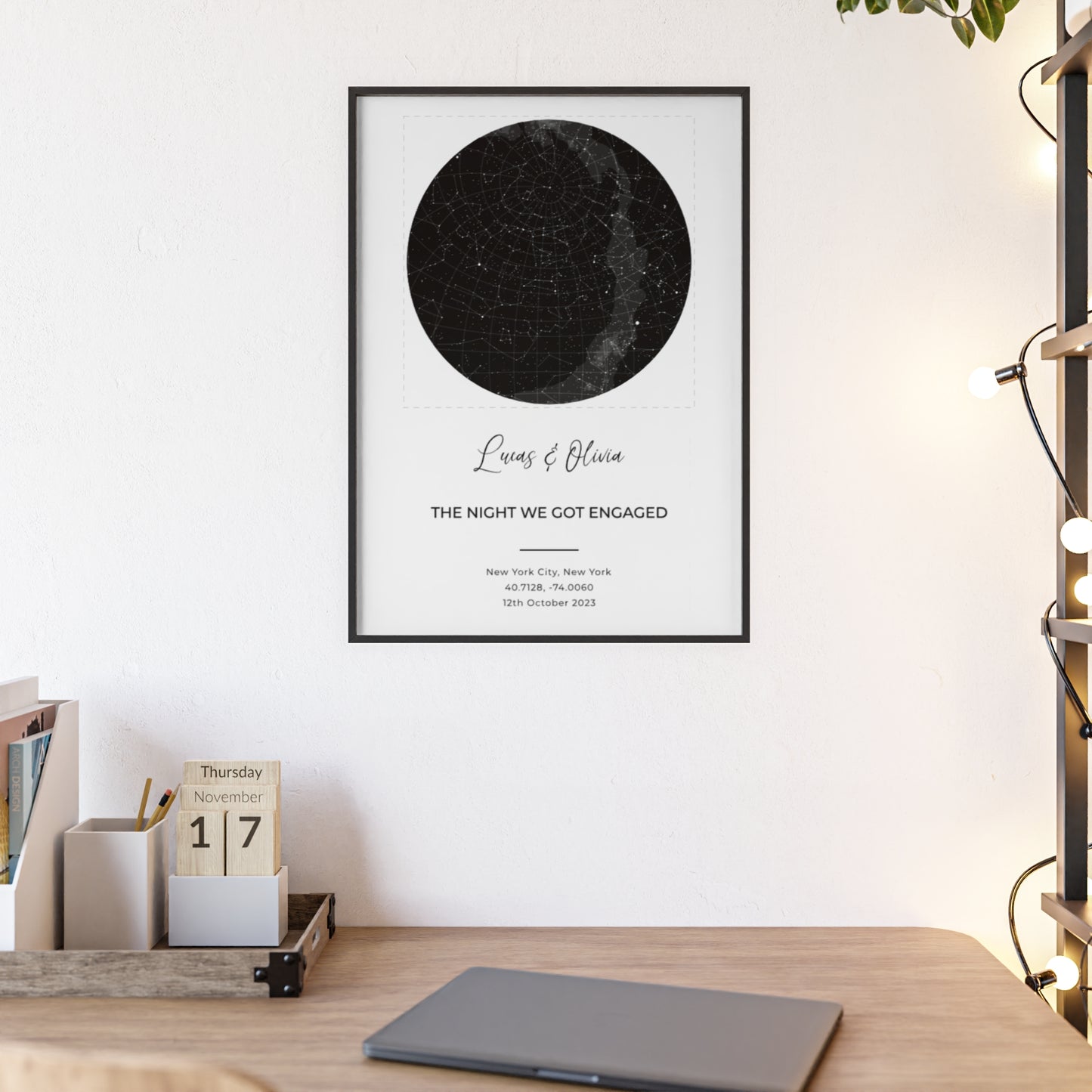 Custom Star Map Print – Personalized Night Sky Poster, The Night We Met Anniversary Gift, Wedding or Constellation Wall Art