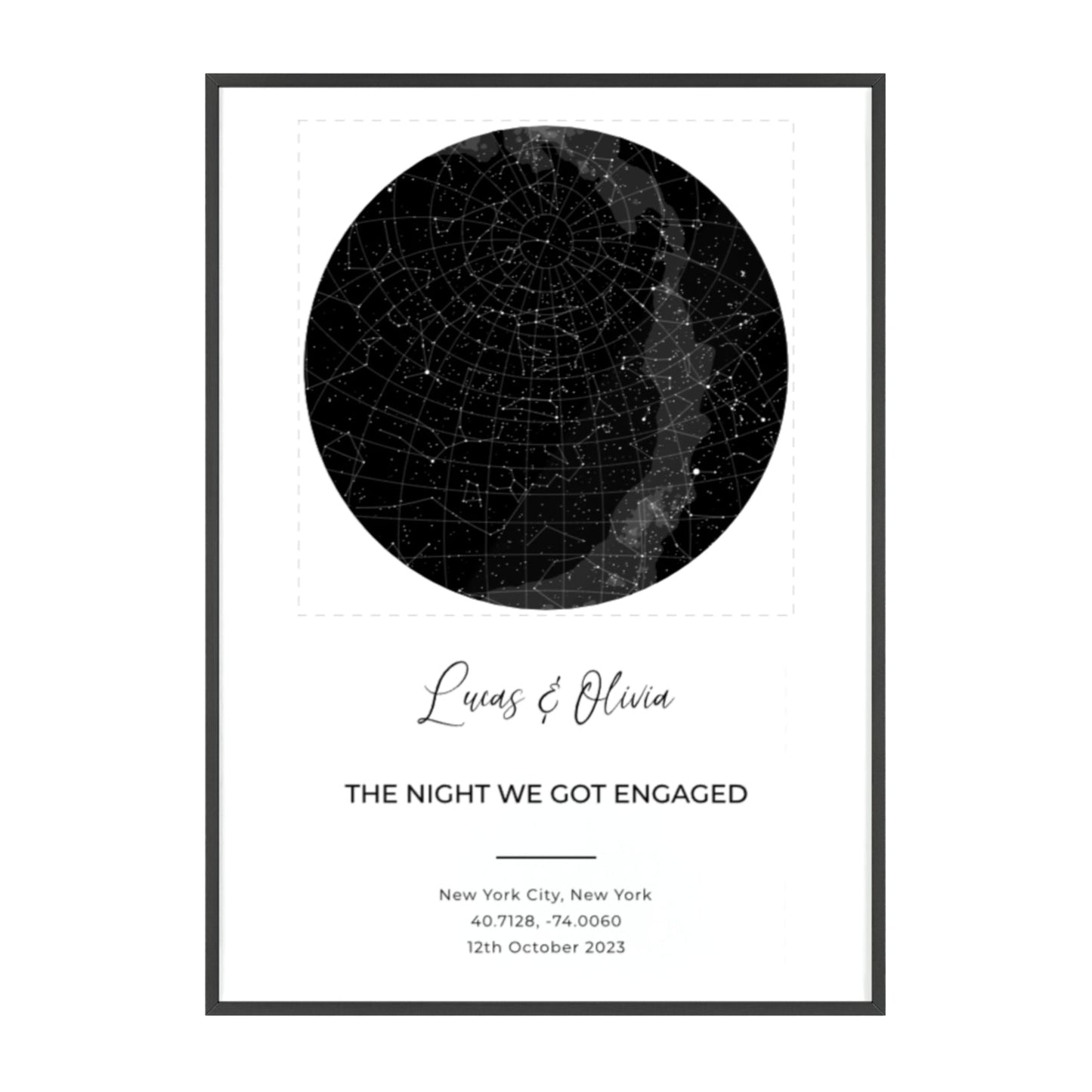 Custom Star Map Print – Personalized Night Sky Poster, The Night We Met Anniversary Gift, Wedding or Constellation Wall Art