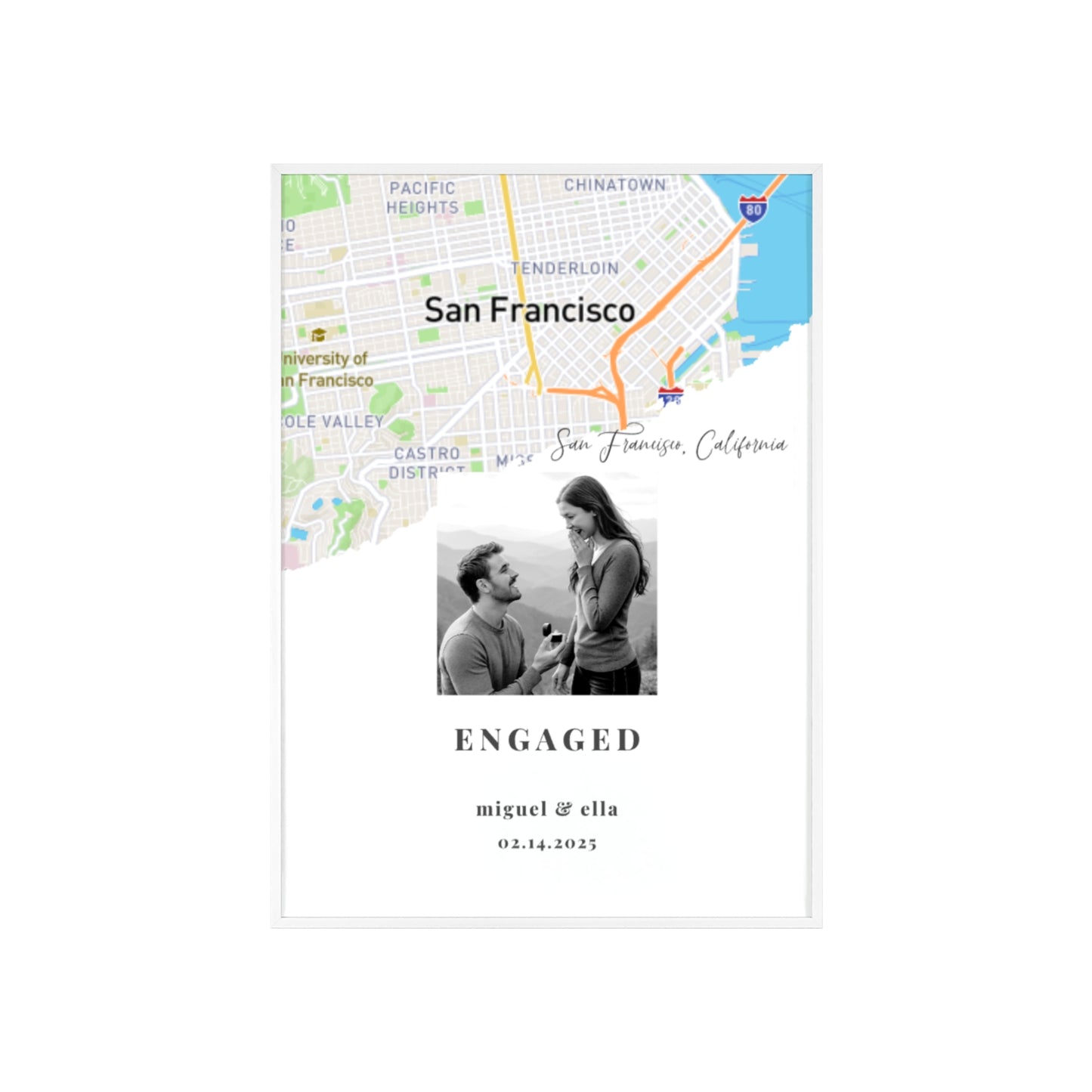 Personalized Engagement Map Wooden Poster β Engagement Gift for Couple, Custom Map Print, Gift for Engaged Couples, Engagement Keepsake