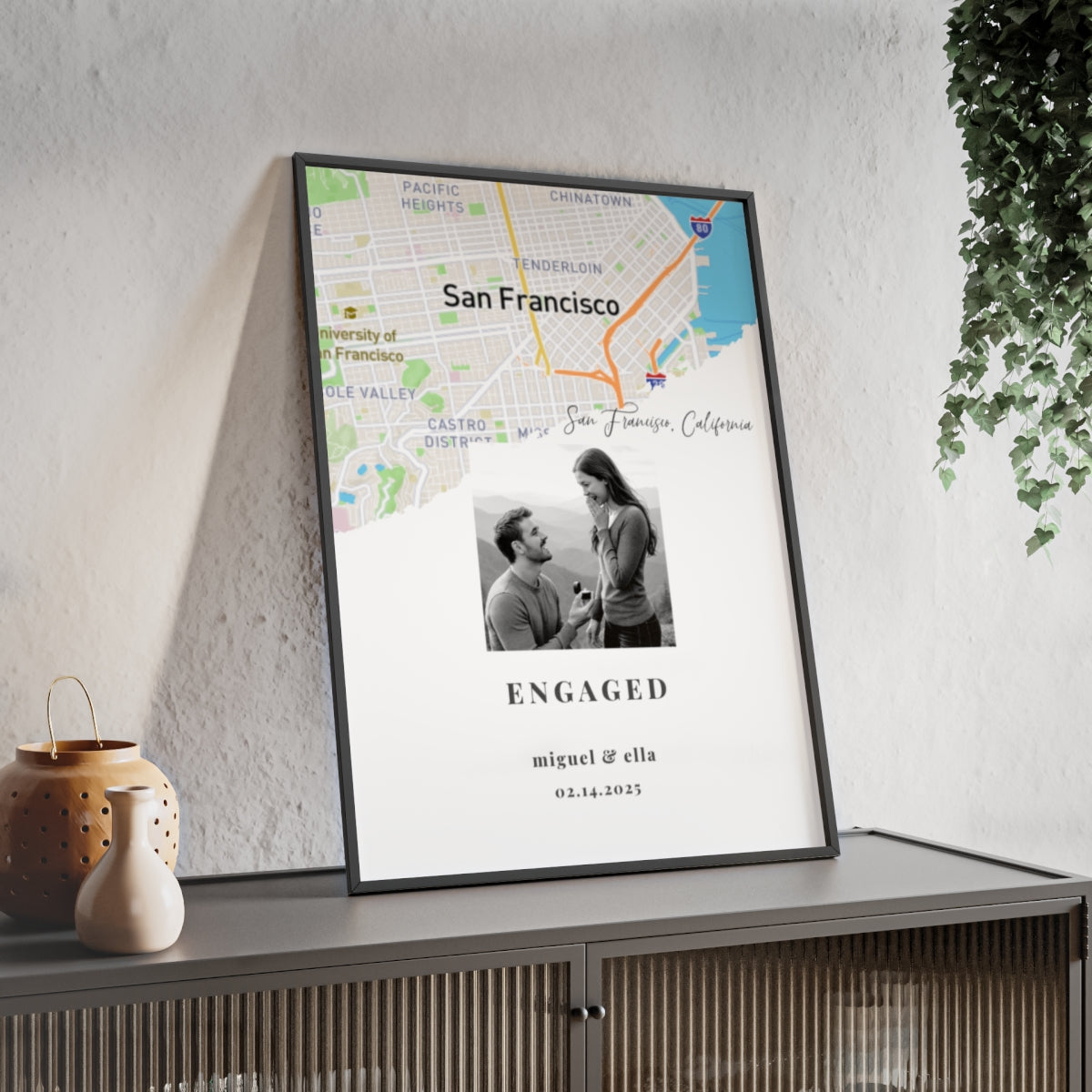 Personalized Engagement Map Wooden Poster β Engagement Gift for Couple, Custom Map Print, Gift for Engaged Couples, Engagement Keepsake