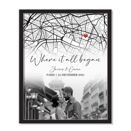 Where It All Began Personalized Map AirFrames – Custom First Date or Anniversary Gift with Location